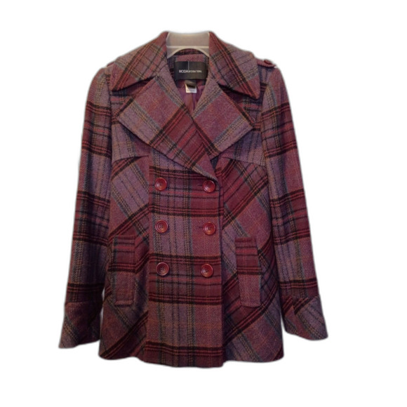 MODA INTERNATIONAL (BY VICTORIA'S SECRET) VINTAGE PLAID PEACOAT  XS - Picture 3 of 12